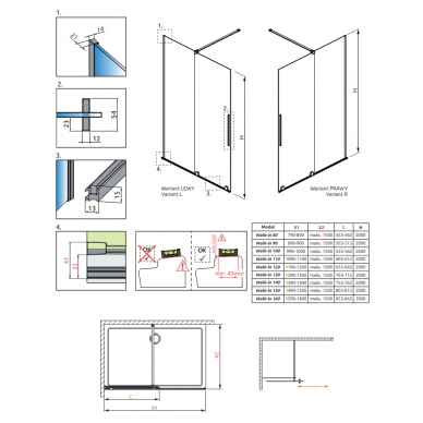 Dušo sienėlė Furo Walk-in, Radaway 9