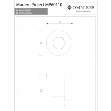 Kabliukas MODERN PROJECT, nikelio spalvos, Omnires 1