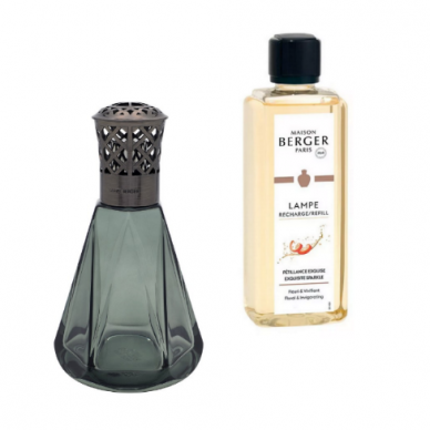 Katalitinė lempa PYRAMIDE ANTIQUE GREEN + kvapas lempai Exquisite Sparkle 500ml, Maison Berger