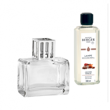 Katalitinė lempa QUADRI Transparente + kvapas lempai Winter Joy 500ml, Maison Berger