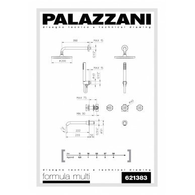 Комплект для душа и ванны Palazzani Formula Multi 1