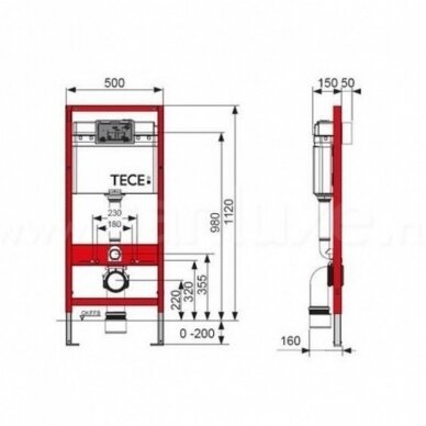 Komplektas sūkurinio WC OTTAWA 49x37 SILENT POWER™ OMNIRES ir rėmo TECE Base 4in1 su baltu klavišu 6