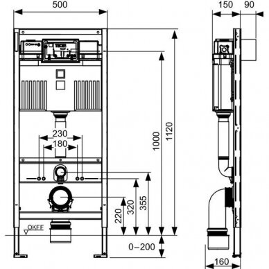 Komplektas sūkurinio WC OTTAWA 49x37 SILENT POWER™ OMNIRES ir rėmo TECE Profil su juodu TeceLoop klavišu 7