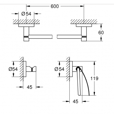 Komplektas vonios aksesuarų ESSENTIALS GUEST 3in1, Grohe 1