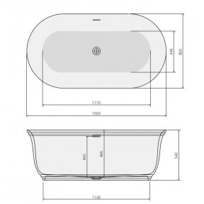 Laisvai statoma vonia Tuscan 150 Solid Surface, balta matinė, Poolspa