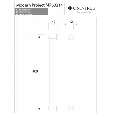 Laikiklis rankšluosčiams MODERN PROJECT 40cm, šlifuotas auksas, Omnires