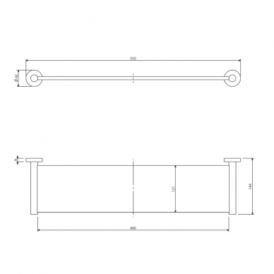 Stiklinė lentynėlė MODERN PROJECT 55cm, šlifuotas varis, Omnires 2