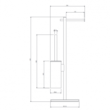 Laikiklis - stovas WC popieriui ir šepečiui MODERN PROJECT, antracitas, Omnires 3