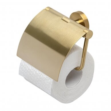 Держатель туалетной бумаги NEMOX с крышкой, полированное золото, Geesa 3