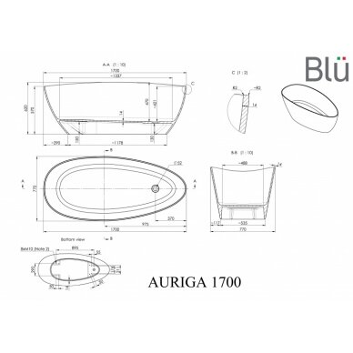 Vonia AURIGA 1700 Evermite, balta/pilka akmens masė, BLU 3