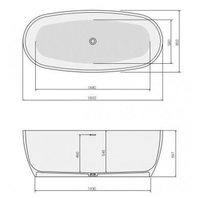 Laisvai statoma vonia DP 180 Solid Surface, balta matinė, Poolspa 5