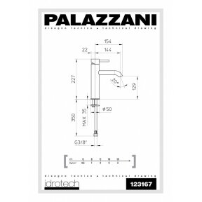 Maišytuvas praustuvui IDROTECH 2, Palazzani (paaukštintas)