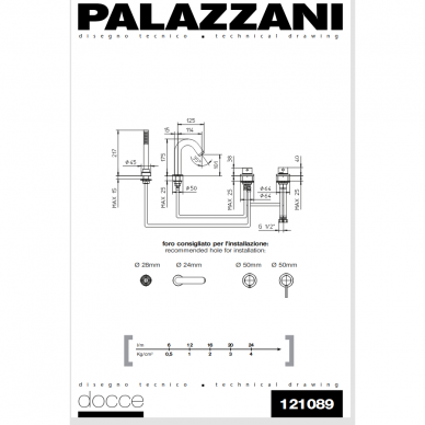 Смеситель устанавливается на край ванны IDROTECH 2 / DIGIT, Palazzani 1