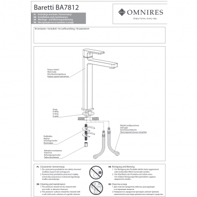 Смеситель для умывальника BARETTI, черный, Omnires 1