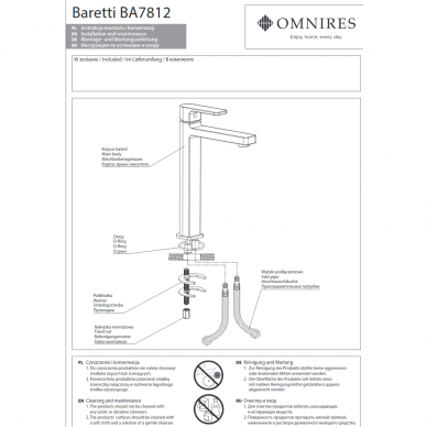 Смеситель для умывальника BARETTI, черный, Omnires 4