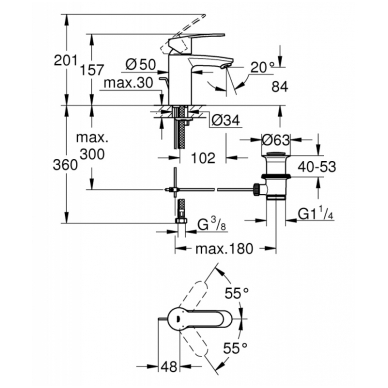 Смеситель для умывальника Grohe Eurostyle Cosmopolitan S 1