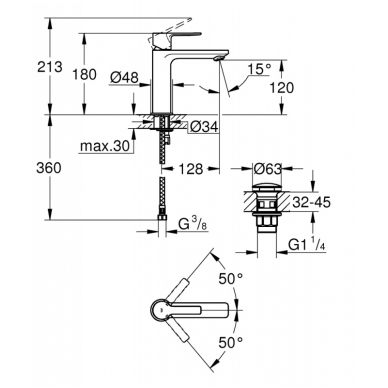 Смеситель для умывальника Grohe Lineare S-размер 1