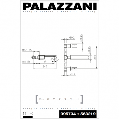 Смеситель для подвесной умывальника МИС, Palazzani 2