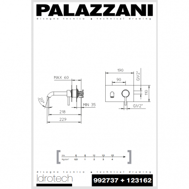 Смеситель для умывальника настенный IDROTECH 2, Palazzani 3