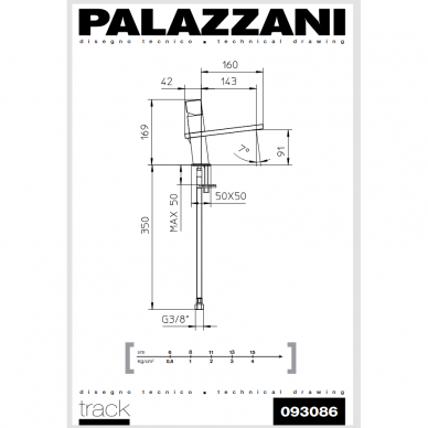 Maišytuvas praustuvui TRACK, Palazzani