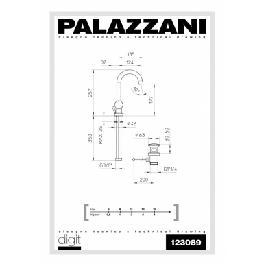 Смеситель для умывальника IDROTECH 2 с поворотным изливом, Palazzani 1
