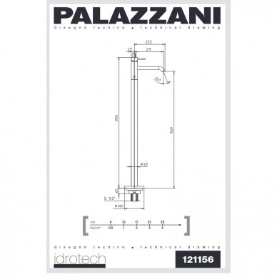 Смеситель для ванны напольный MIDI, Palazzani 3