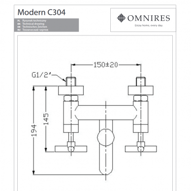 Komplektas voniai MODERN, auksas, Omnires 2