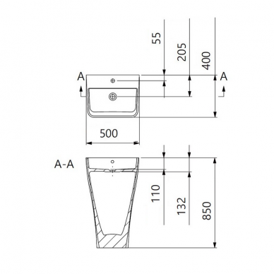 Praustuvas CANES CFS 50x40, pastatomas ant grindų, BLU 3