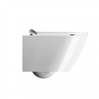 Matinis baltas WC KUBE X 50x36 Swirlflush® Dualglaze® su Soft Close dangčiu, GSI 3