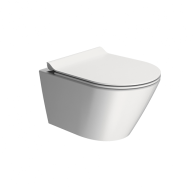 Matinis baltas WC KUBE X 50x36 Swirlflush® Dualglaze® su Soft Close dangčiu, GSI