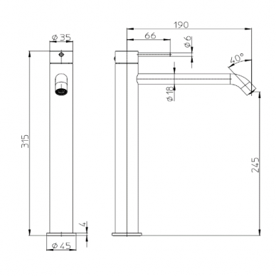 Nerūdijančio plieno aukštas maišytuvas praustuvui NOBU-T INOX, Bossini 2