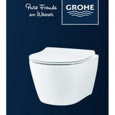 Pilnas komplektas Grohe WC puodas Serel Rimless +Grohe Solido rėmas su klavišu