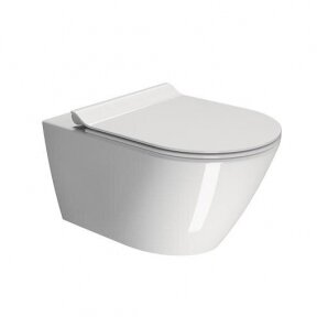 Bebriaunis WC KUBE X 55x36 Swirlflush® Extraglaze®, pakabinamas su Soft Close dangčiu, GSI