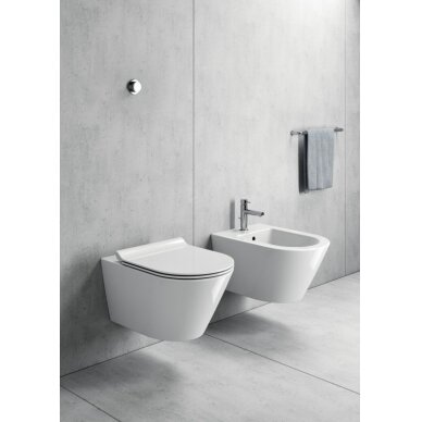 Bebriaunis WC KUBE X 55x36 Swirlflush® Extraglaze®, pakabinamas su Soft Close dangčiu, GSI 1