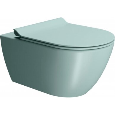 Bebriaunis WC PURA Color Ghiaccio 55x36 Swirlflush® Dualglaze® su Soft Close dangčiu, GSI