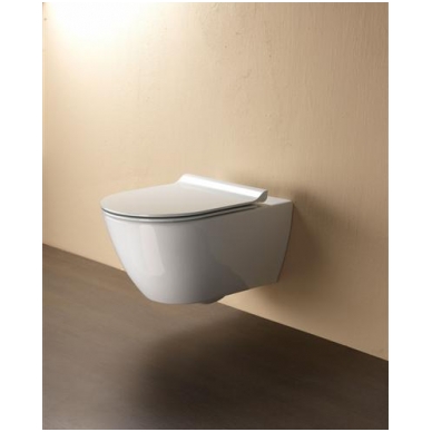 Bebriaunis WC PURA 55x36 Swirlflush® Extraglaze®, pakabinamas su Soft Close dangčiu, GSI