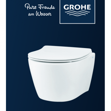Pilnas komplektas Grohe WC puodas Serel Rimless +Grohe Solido rėmas su klavišu 1