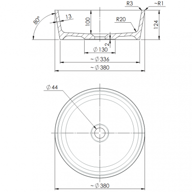 Pastatomas praustuvas BARI M+ ø38, Omnires 1