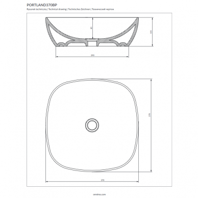 Умывальник встраиваемый ПОРТЛАНД 37х37, Omnires 3