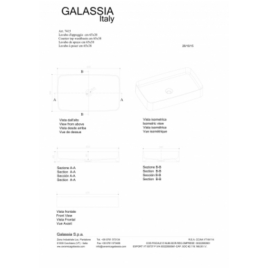 Настольный умывальник SmartB 65, Galassia 3