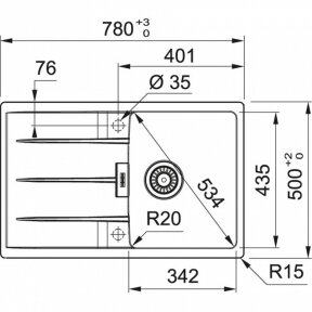 Plautuvė CENTRO CNG 611-78, Fragranit, Franke