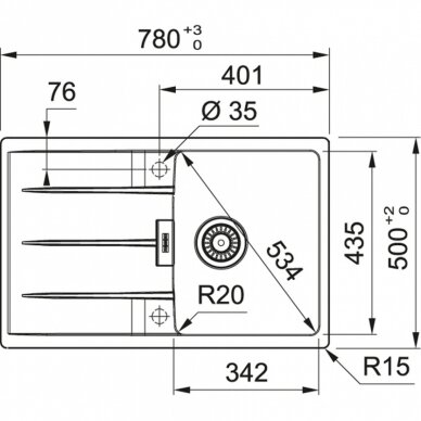 Plautuvė CENTRO CNG 611-62, Fragranit, Franke 1