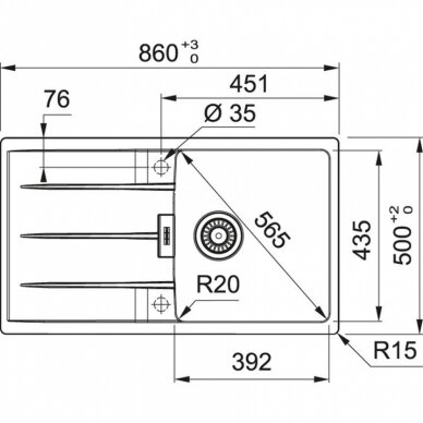 Plautuvė CENTRO CNG 611-86, Fragranit, Franke 2