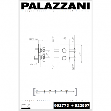 Встраиваемая душевая система Palazzani Mis 5