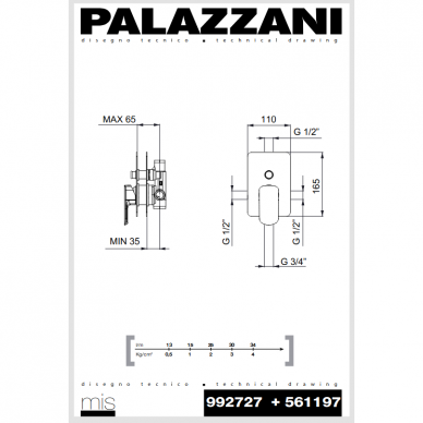 Встраиваемая душевая система Palazzani Mis 6