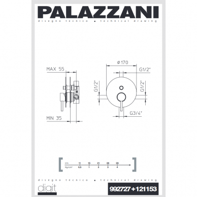 Potinkinė dušo sistema DIGIT, Palazzani 5