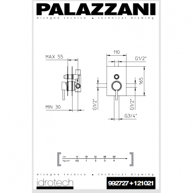 2-ходовой смеситель скрытого монтажа IDROTECH 2, Palazzani 3