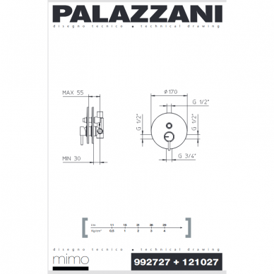 2-ходовой смеситель скрытого монтажа MIMO, Palazzani 2