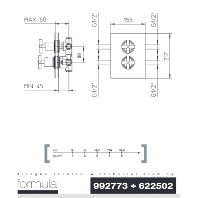 Potinkinis 2-jų eigų termostatinis maišytuvas dušui FORMULA MULTI, Palazzani 2