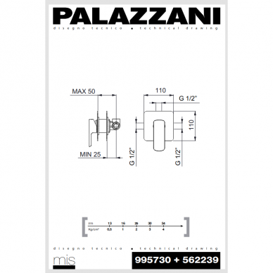 Смеситель скрытого монтажа MIS, 1-ходовой, Palazzani 3